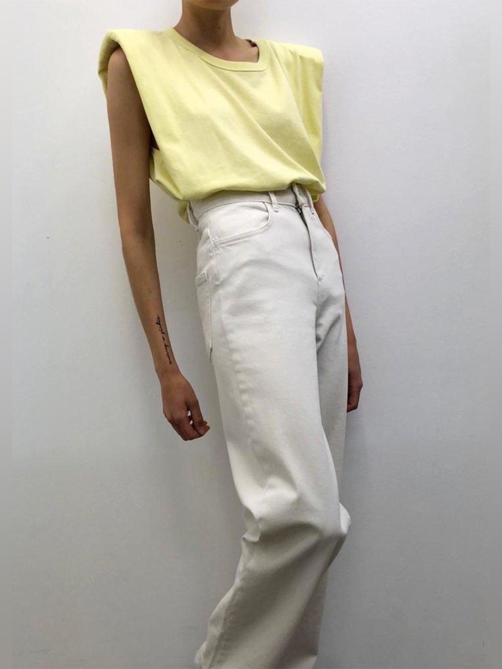 The Frankie Shop x Camille Charriere Yellow Shoulder Pad Tank Top